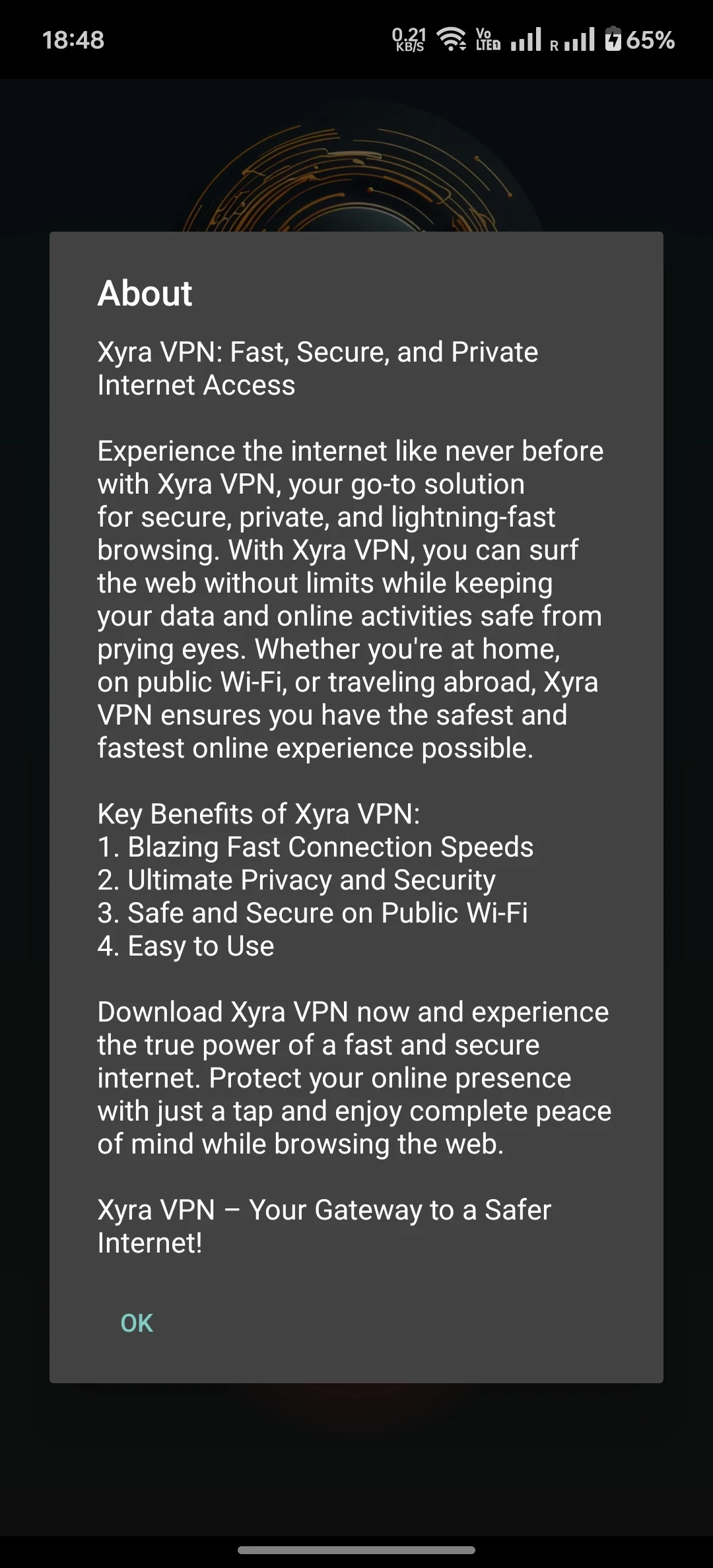 Xyra VPN screenshot